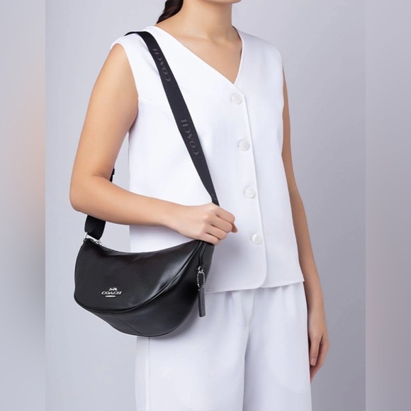 ‼️Coach Black Leather Pace Shoulder Bag Crossbody Bag - Picture 3 of 16